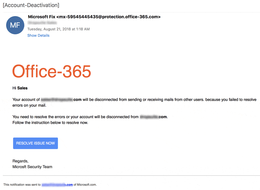 office 365 phishing email v3